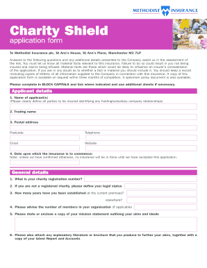 Charity Shield Insurance Application Form