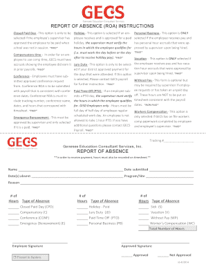 Report of Absence Form