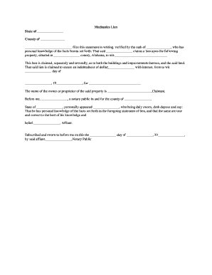 Mechanics Lien Form