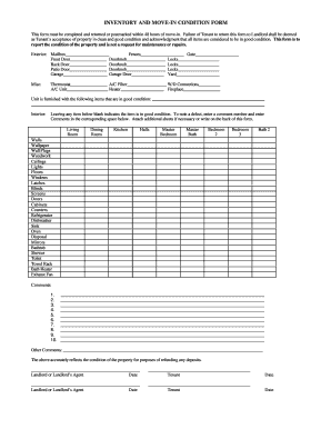 Inventory and Move-In Condition Form