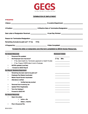 Employee Termination Form