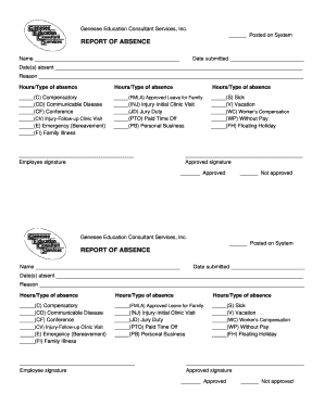 Report of Absence Form
