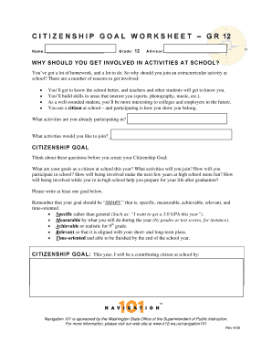 Citizenship Goal Worksheet