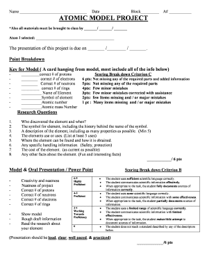 Atomic Model Project Form