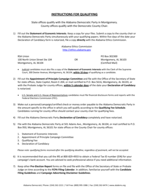 Alabama Democratic Party Candidate Qualification Form
