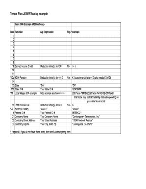 W2 Tax Form Setup Example
