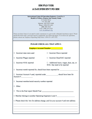 Employer Adjustment Form