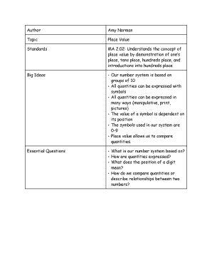 Place Value Assessment Sample
