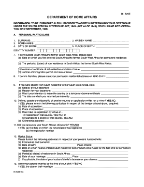 South African Citizenship Application Form