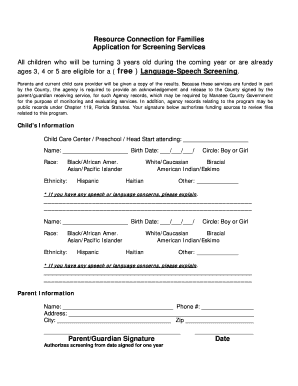 Manatee County Language-Speech Screening Application