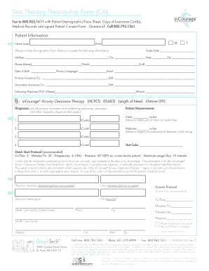 Vest Therapy Prescription Form