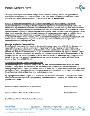 Patient Consent Form for Airway Clearance Therapy