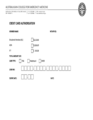 Credit Card Authorization Form