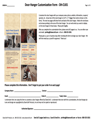 Door Hanger Customization Form