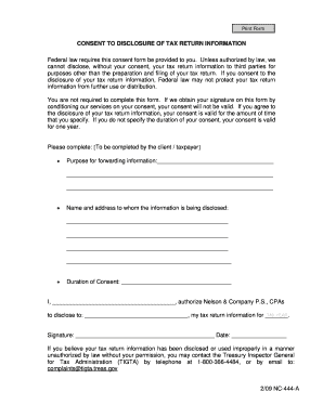 Consent to Disclosure of Tax Return Information