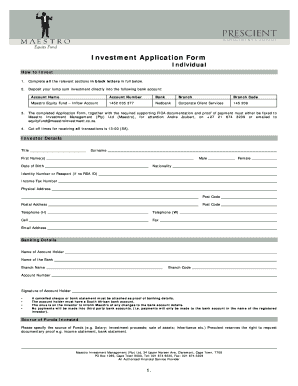 Maestro Equity Fund Investment Application Form