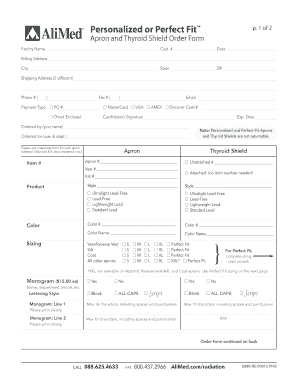 Apron and Thyroid Shield Order Form