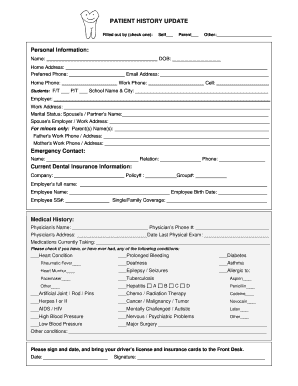 Patient History Update Form