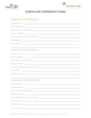 Childcare Experience Form