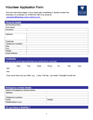 Volunteer Application Form