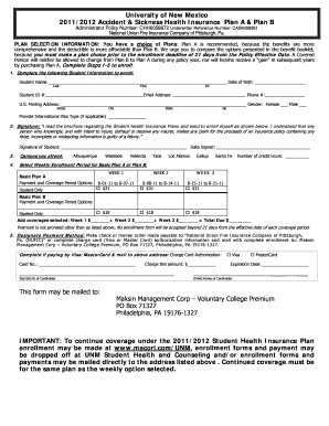 University of New Mexico Health Insurance Enrollment Form