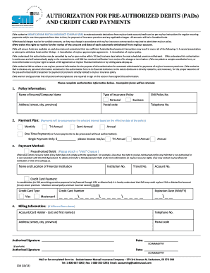 Authorization for Pre-Authorized Debits and Credit Card Payments