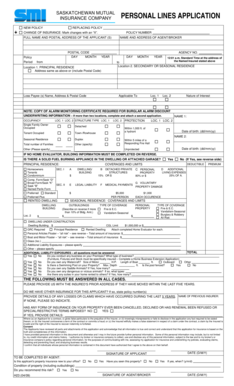 Saskatchewan Mutual Insurance Personal Lines Application