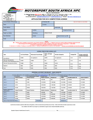 2014 Competition Licence Application