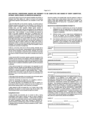 Motorsport South Africa Waiver and Indemnity Form