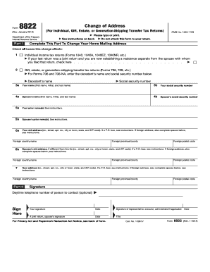 IRS Form 8822 Change of Address