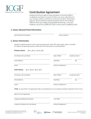 Contribution Agreement for Donor-Advised Fund