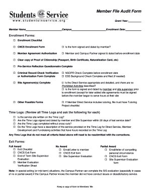 Member File Audit Form