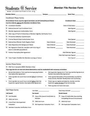 Member File Review Form