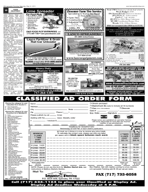 Farm Equipment Classified Ad Form