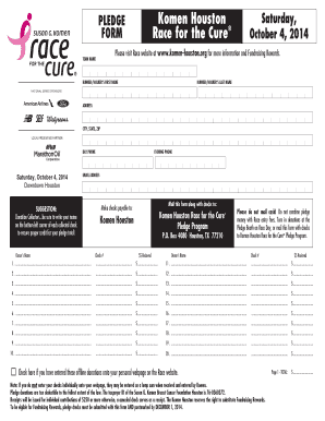 Komen Houston Race for the Cure Pledge Form