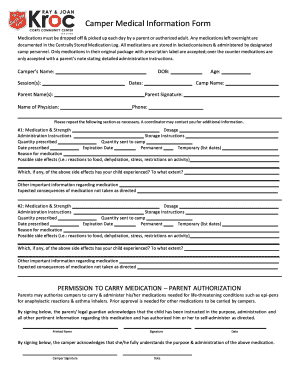Camper Medical Information Form