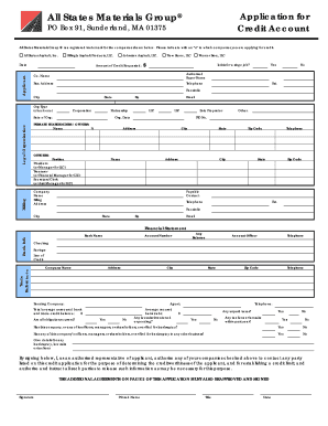 All States Materials Group Credit Application