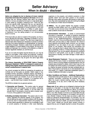 Arizona Seller's Property Disclosure Statement