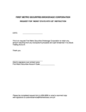 First Metro Securities Money Retention Request