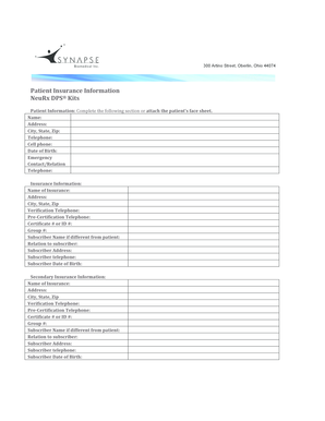Patient Insurance Information Form