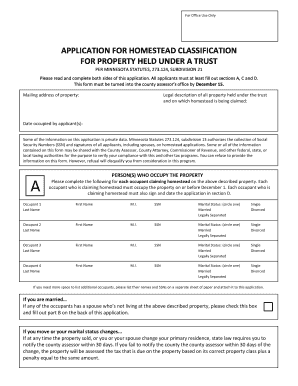 Minnesota Homestead Classification Application
