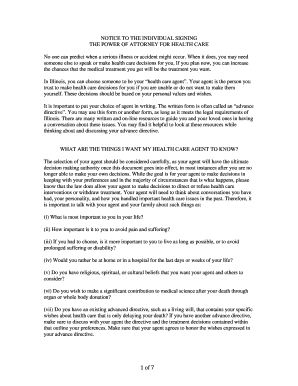 Illinois Power of Attorney for Health Care