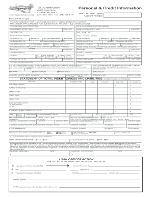 T&I Credit Union Credit Application