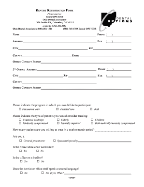 Dentist Registration Form
