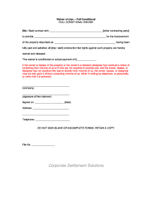 Full Conditional Waiver of Lien
