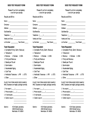 Seed Test Request Form
