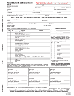 Annual BSA Health and Medical Record