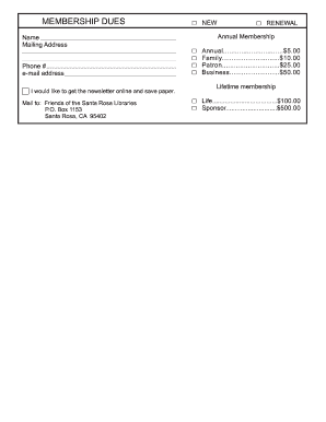 Friends of the Santa Rosa Libraries Membership Form