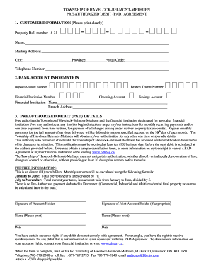 Havelock-Belmont-Methuen Pre-Authorized Debit Agreement