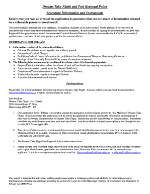 Dreams Take Flight Vulnerable Person Screening Application